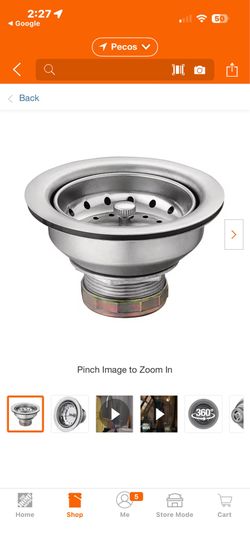 MOEN Stainless Steel 3-1/2" Basket Strainer with Drain Assembly