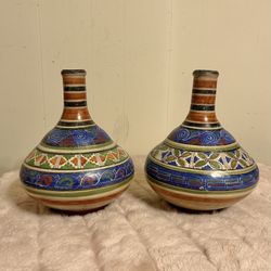 Pair of Vintage Mexican Pottery Vases/Jugs