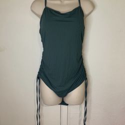 Green One Piece Swimsuit Ruched Bathing Suit XL.    (S)