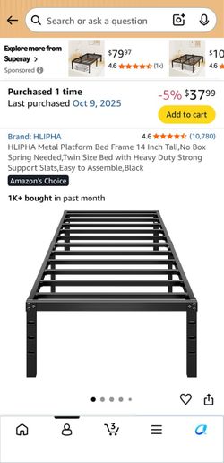 Twin Metal Bed Frame 14 Inch