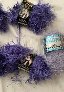 5 ball Lion Brand Fun Fur and one Patons Silverlash Eyelash Yarn