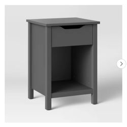 Osa Nightstand Gray by Pillowfort: Bedside Table with Drawer, Storage, Anti-Tip Hardware, Particle Board MSRP $100, our price $60