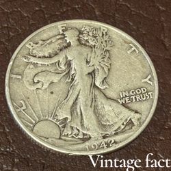 50 cents 1942. Coin USA. Vintage, Collectable 