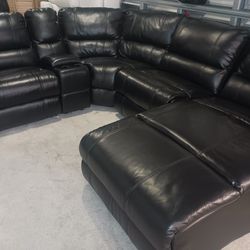 SECTIONAL GENUINE LEATHER RECLINER ELECTRIC ⚡ BLACK COLOR .. Delivery SERVICE AVAILABLE 💥🚚💥