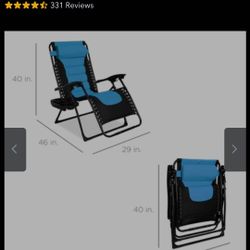 Oversized Padded Zero Gravity Chair, Folding Recliner w/ Headrest, Side Tray

