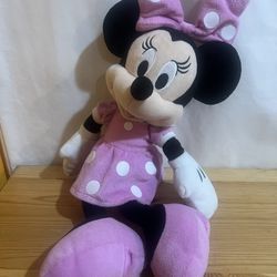 Disney Minnie Mouse Plush Pink Polka Dot Dress Stuffed Animal Large Used Good Condition $12 Meet Up In Irving @dfwgoods 