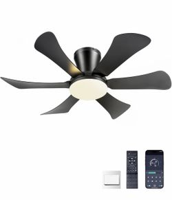 GJeg Ceiling Fans with Lights, 36" Low-Profile Ceiling Fan with Light and Remote Control, Flush Moun