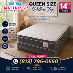 Brand New Queen Size Mattress 14” Pillow Top, Premium Comfort at the Best Price, Delivery Available, Call or Message Us Today
