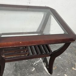 Small Wood And Glass Table