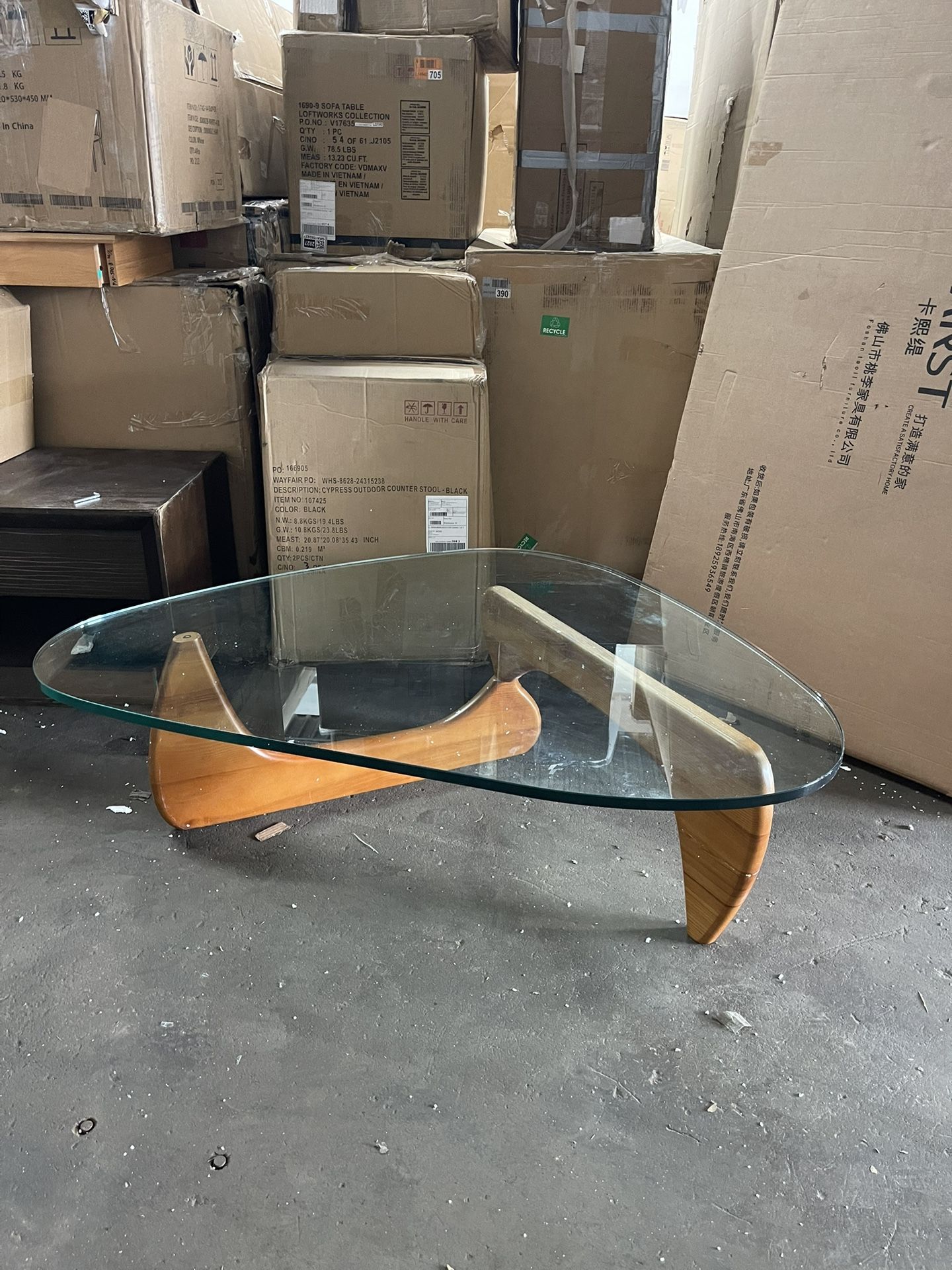 Bortola Glass Top Coffee Table with Solid Wood Base