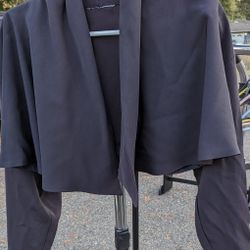 Woman's Vintage Cropped Little Over Coat Padded shoulders navy blue size Large/Extra large