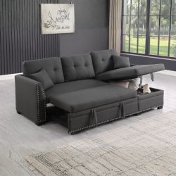 Reversible Pull Out Sleeper Sofa Bed Sectional Couch