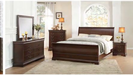 Brown Curved Bedroom Set