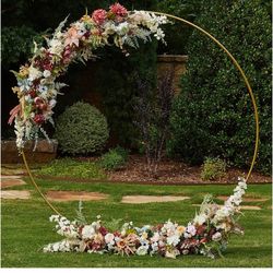 Gold Round Wedding Arch, Metal, Wedding Ceremony & Reception Decorations, 7 Foot Diameter