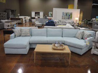 Jonathan Louis Gregory 3 Piece Cuddler Sectional - Light Blue (Marin Breeze) | L-Shaped Couch | Corner Couch