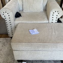 Beige Chair And Ottoman Storage