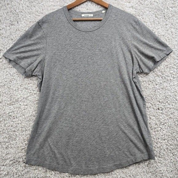 Buck Mason Shirt Womens XL Gray Short Sleeve Pullover Stretch Curve Hem