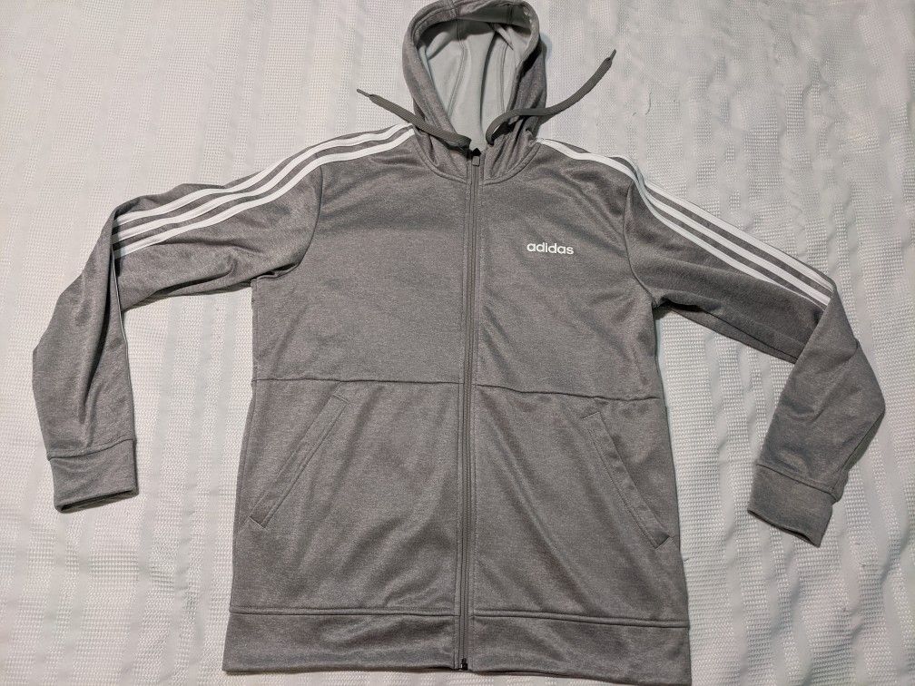Minty Adidas Men’s Full Zip Tech Climawarm Fleece Lined Hoodie Gray Size Medium