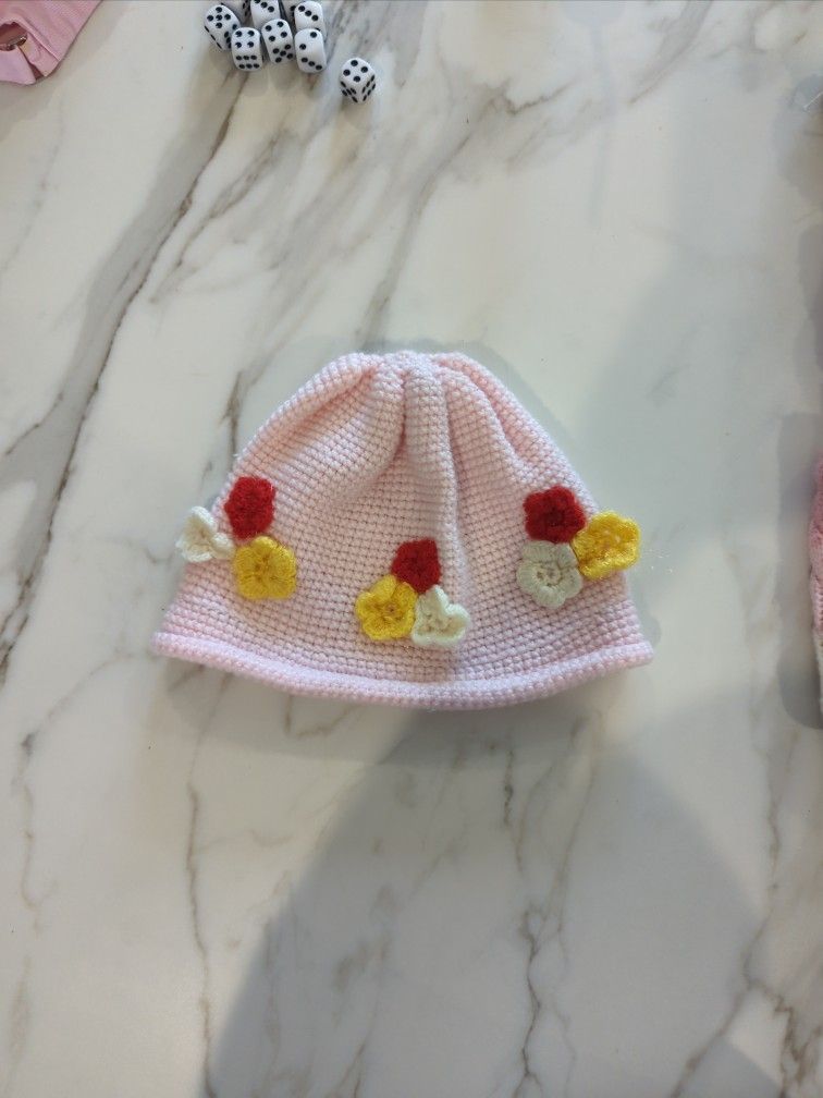 Girls Toddler Hat, Beanie, Pink, Hand Made