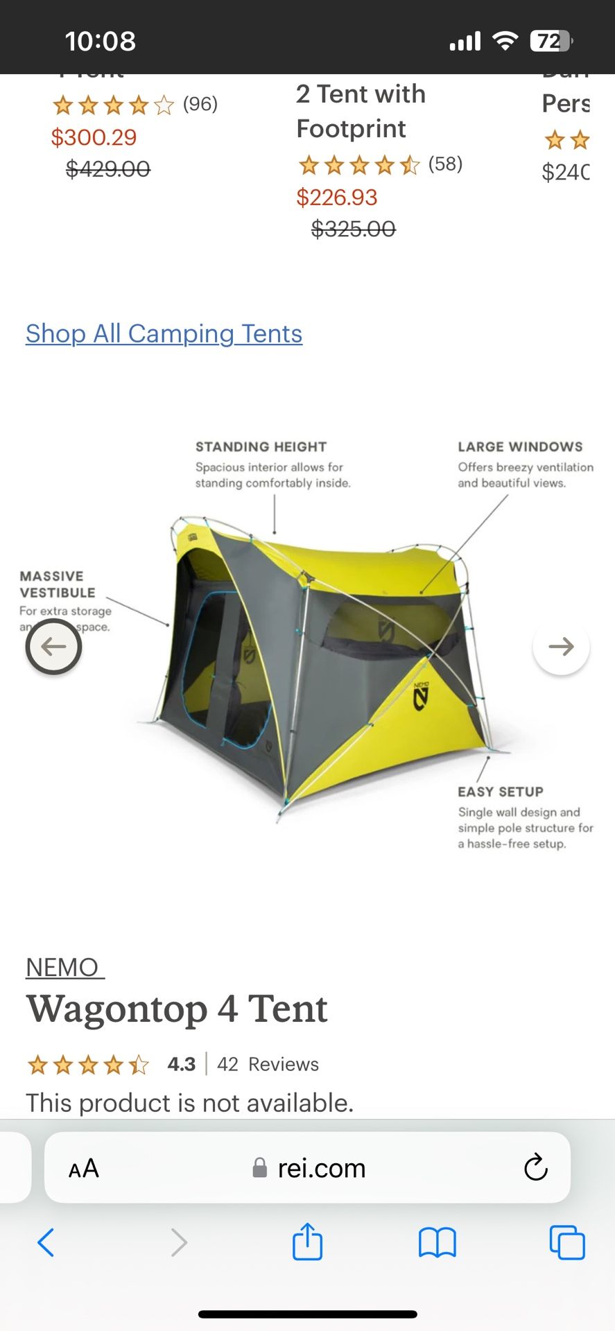 Nemo Wagontop 4 Person Tent Used