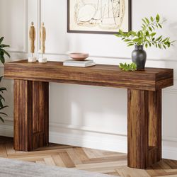 Tribesigns Farmhouse Console Table, 63-Inch Long Narrow Sofa Table Behind The Couch, Wooden Rectangular Entryway Table for Entrance, Hallway, Living R