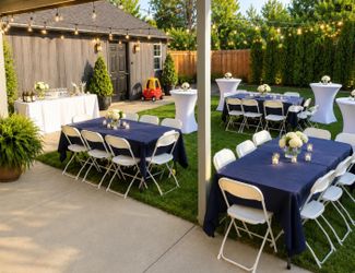 White Plastic Chairs , Tables , Bar Tables Events