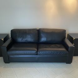 $399 Leather Sofa Bed & $100 Two Nightstands 