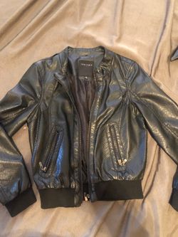 Faux Leather Bomber Jacket in good condition