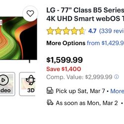 LG - 77" Class B5 Series OLED AI 4K UHD Smart webOS TV  2025