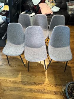 St of 6 grey upholster dinning chairs