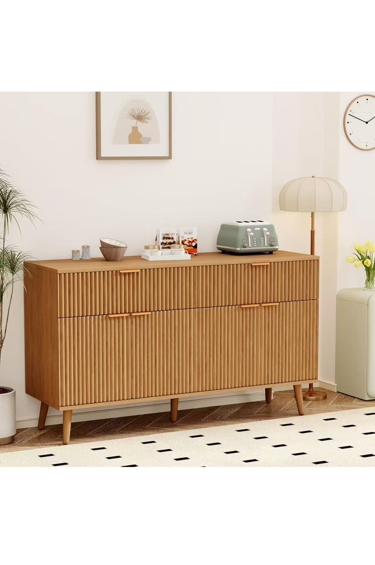 Buffet Cabinet with Storage Farmhouse Sideboard with Adjustable Shelves, Console Cabinet Table Credenza Storage Buffet Station for Kitchen、Coffee Bar