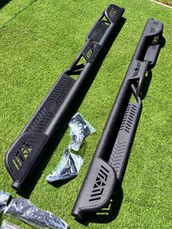 Three Raised Steps Running Boards Compatible for 2002-2008 Dodge Ram 1500 Quad Cab, 2003-2009 Ram 2 Double/Extended Cab Side Steps Rails Nerf 