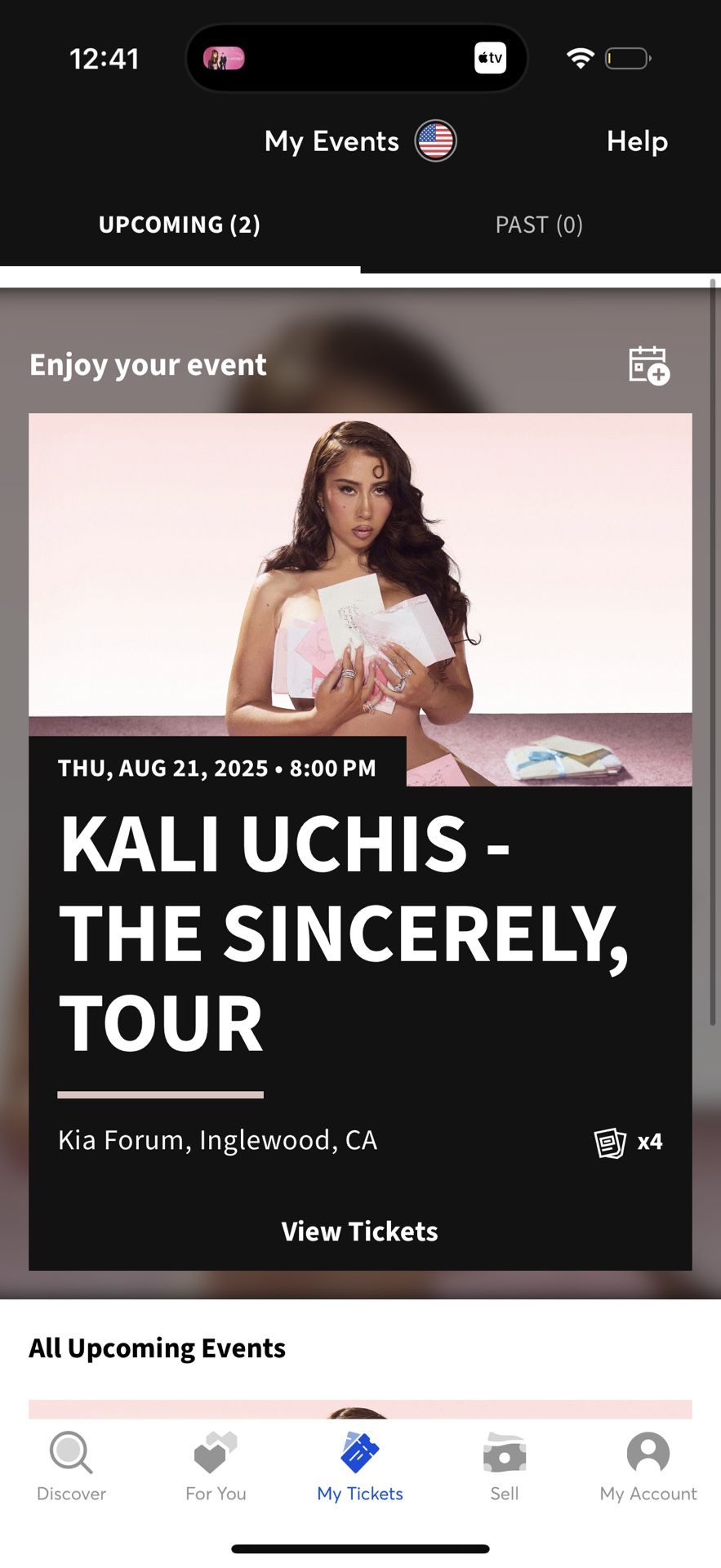 8/21 Kali Uchis Floor Tickets - Inglewood