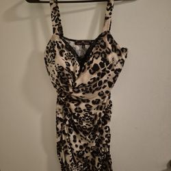 Sz M Corset Top Leopard Dress