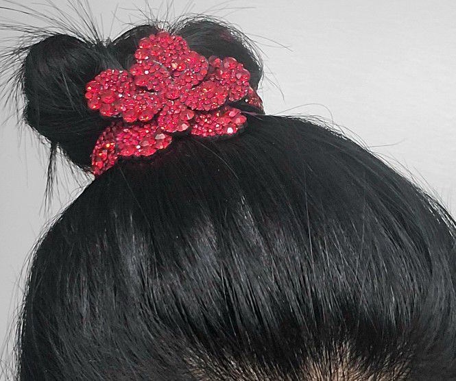 Red Floral Flower Hair Bun Pin Hairpin Clip Claw Gift