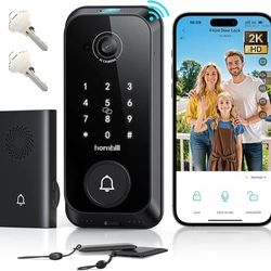 Hornbill
Video Smart Lock with Camera: 4-in-1 Ring+2K Camera+Doorbell+Fingerprint, Hornbill Keyless Entry Door Lock