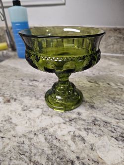 Indian glass King's crown thumbprint  footed compote