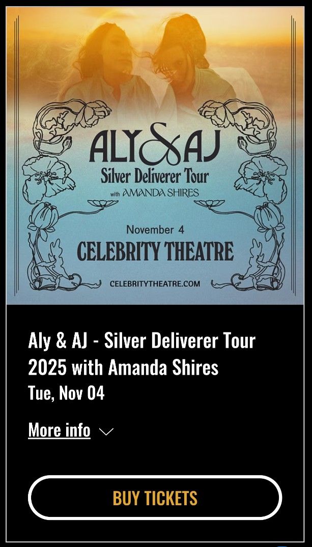 Aly & AJ Concert - 11/4/25, Celebrity Theatre