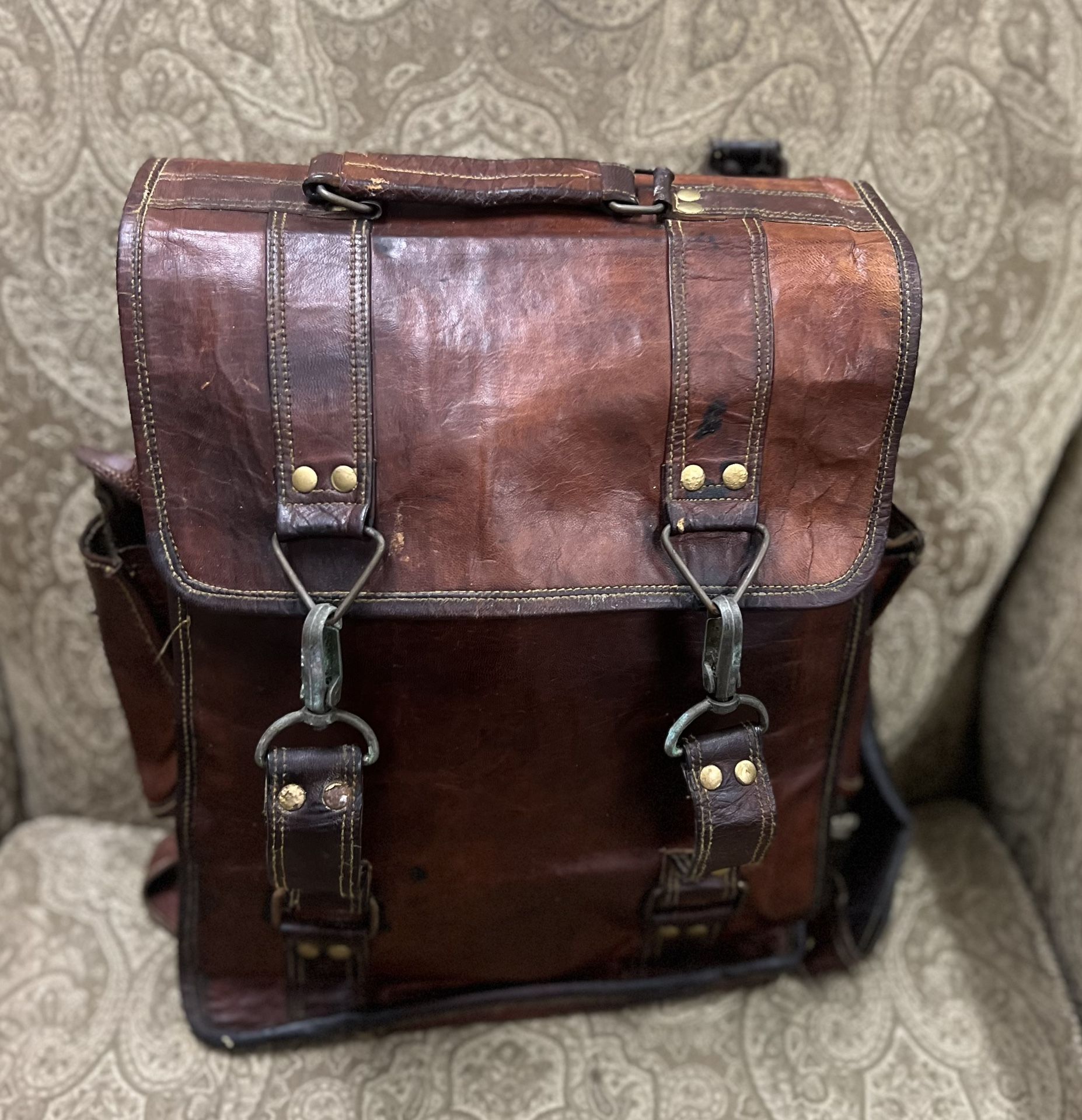 Leather, Rucksack, Backpack, Or Briefcase