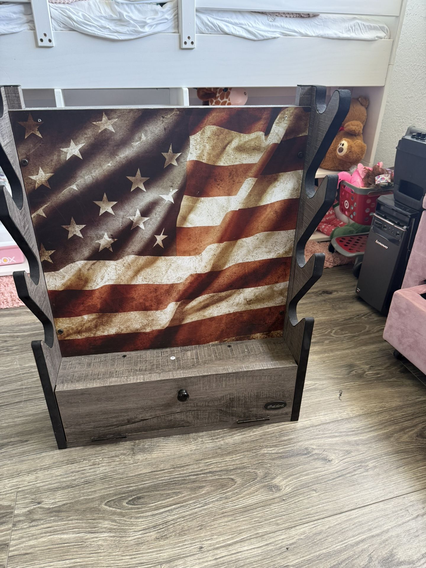American Flag Gun Rack Wall Mounted Storage