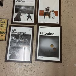 Star Wars Framed Art Prints – Set of 4 (Man Cave / Office Decor)