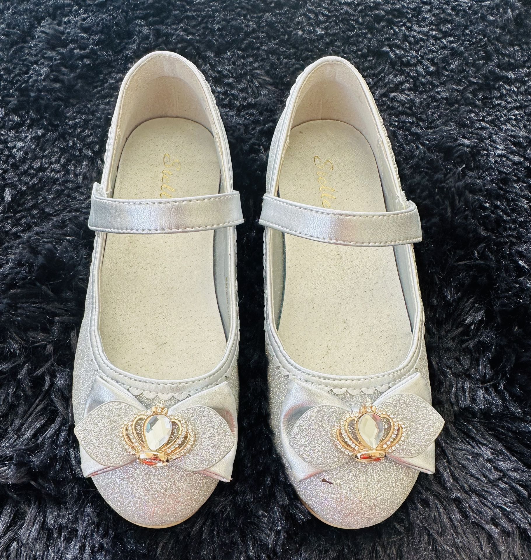 Stelle Girls Mary Jane Glitter Shoes Wedding Party Flats Size 2