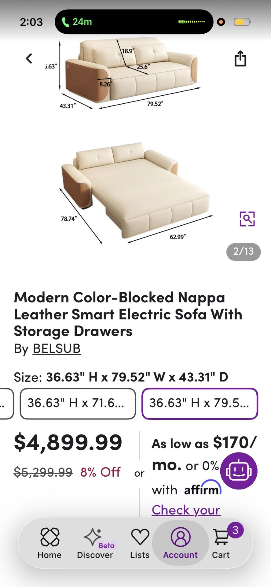 Brand New Italian Leather Couch