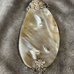 Fabulous Large Vintage Blister Pearl and Sterling Silver Pendant 