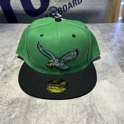 Philadelphia Eagles Kelly Green W/ Black Brim Throwback SnapBack Hat 