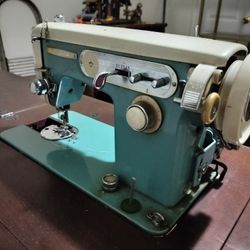 Vintage Wizard Sewing Machine in Cabinet – Fold Out Table (Mid-Century Style)