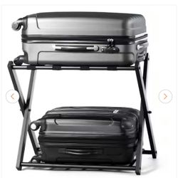 Black Folding Iron Luggage Rack Suitcase Shoe Holder (Set of 2) 61694