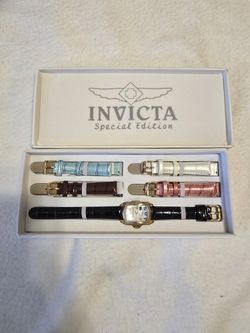 Invicta Special Edition Watch Set – Interchangeable Bands (6 Total) Gold Tone Case