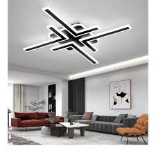 Modern Sputnik Flush Mount Ceiling Light Fixture 34.25Inches LED Dimmable Ceiling Light with Remote Control,  64W Black Chandelier for Kitchen Dining 