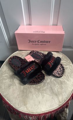 New Juicy Couture Black leopard women’s Slides Sz 6, 7, 8 ,9 10
